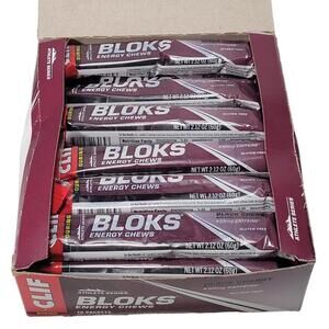 Clif BLOKS -Energy Chews-Black Cherry 50mg Caffeine(2.1 oz, Packet, 18) OPEN BOX